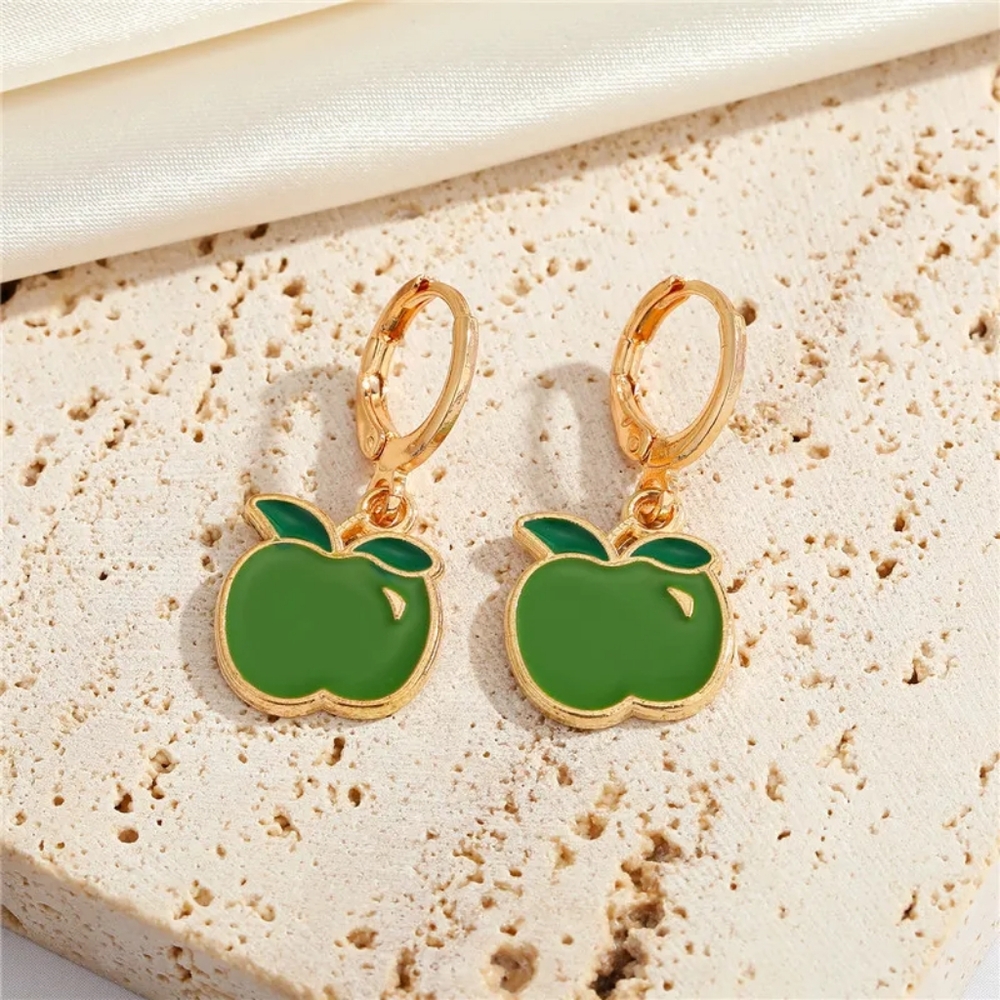 4/$25 Green Apple Earrings
